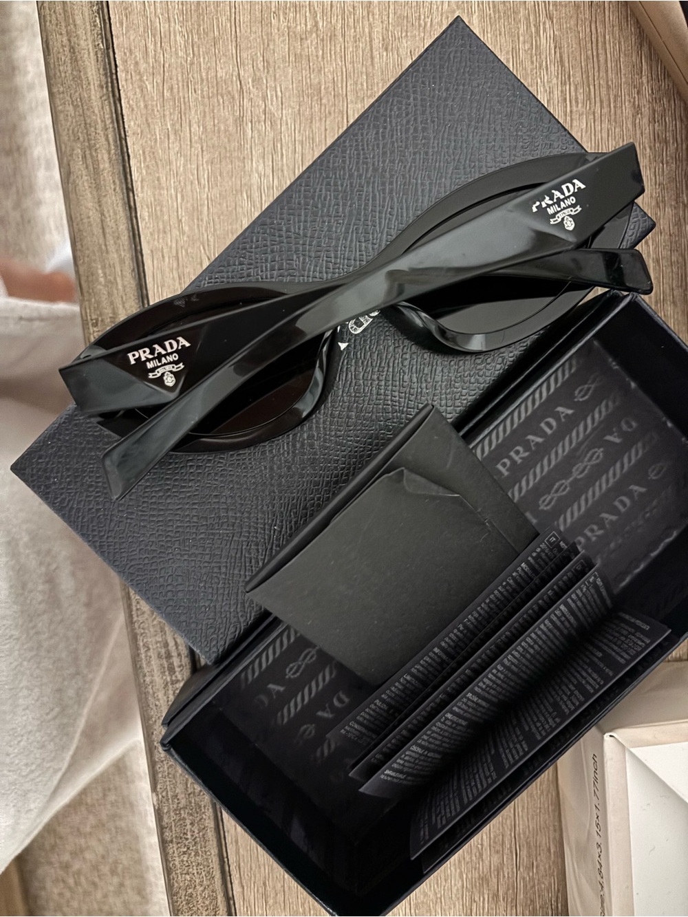 Prada Black Gloss Cat-Eye Sunglasses - Picture 2 of 7